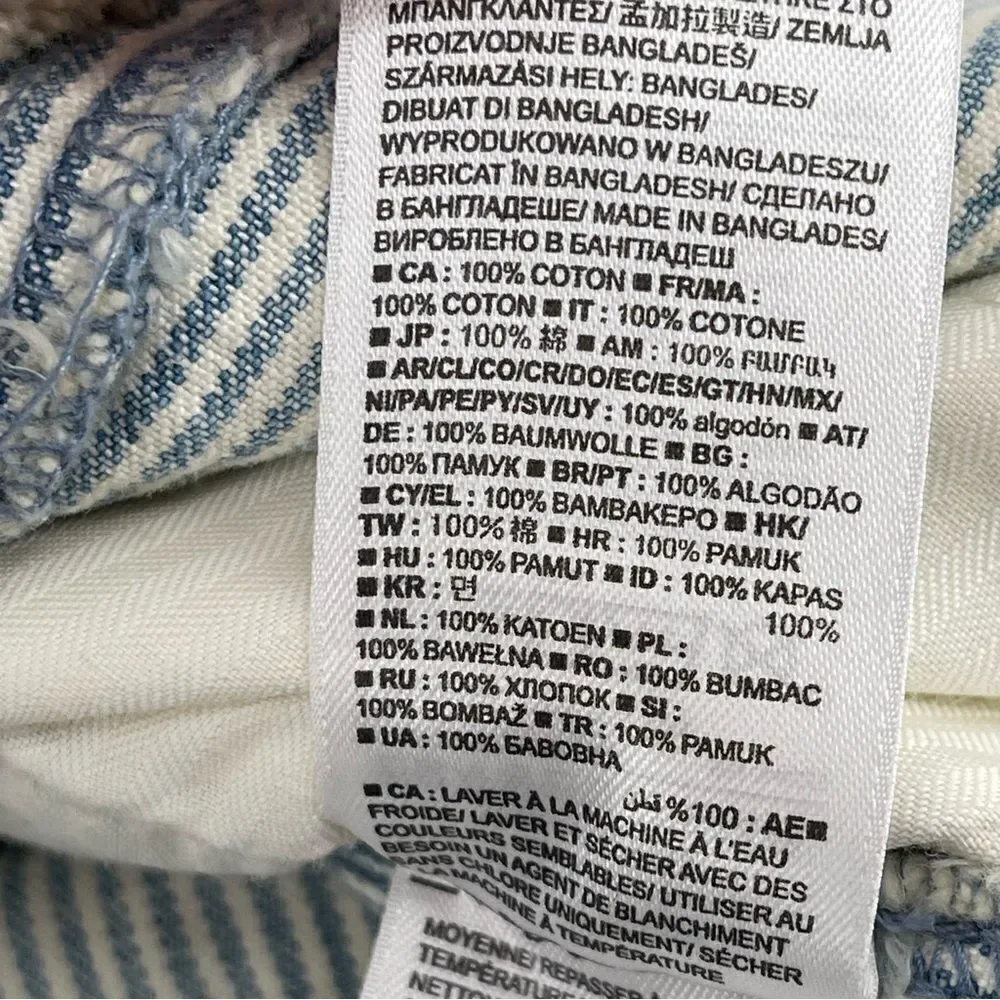 GAP Denim Girl’s High Rise Blue White Railroad Stripe Frayed Hem Denim Skirt 14